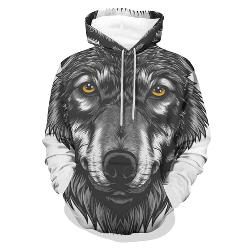 Sweatshirt pullover homme femme S loup de dessin animé avec sweat à capuche chaud
