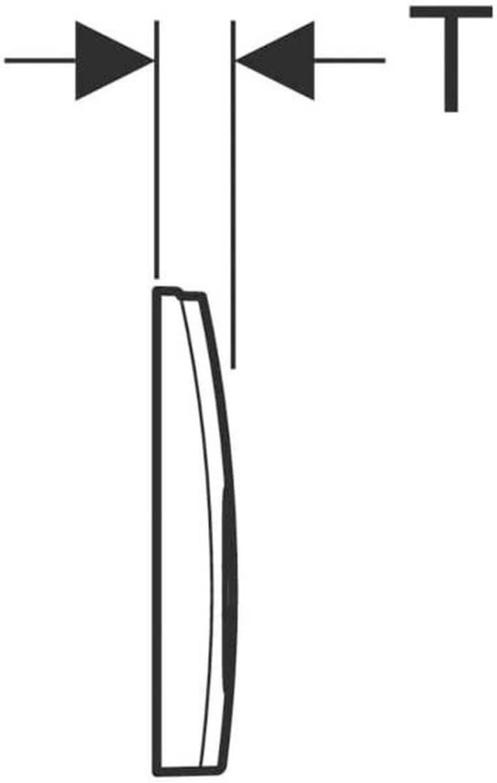 Diagram showing thickness (T) dimension of the flush plate