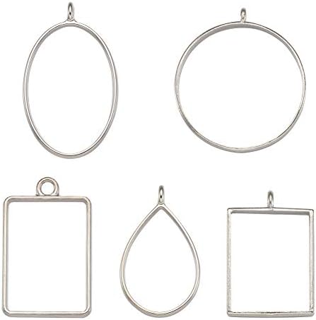 PandaHall Alloy Open Back Bezel Pendants Hollow Frame Pendant for DIY Resin Jewelry Making