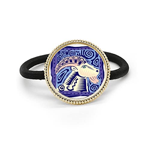 Coletero de plata grabado de Aries con goma elástica para el pelo estilo mexicano