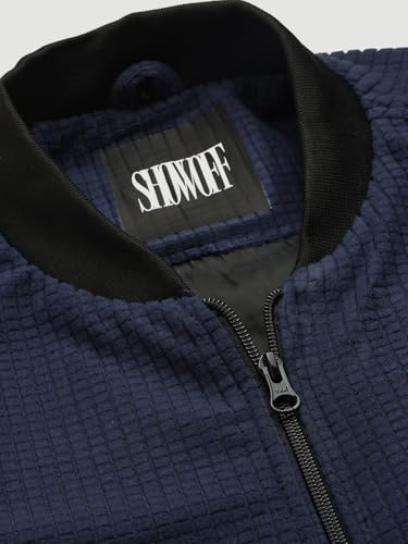 Image of SHOWOFFFF Men Solid Bomber Jacket | Mock Collar Full Sleeves Nylon Jacket for Mens | Slim Fit Regular Length Jacket for Men's