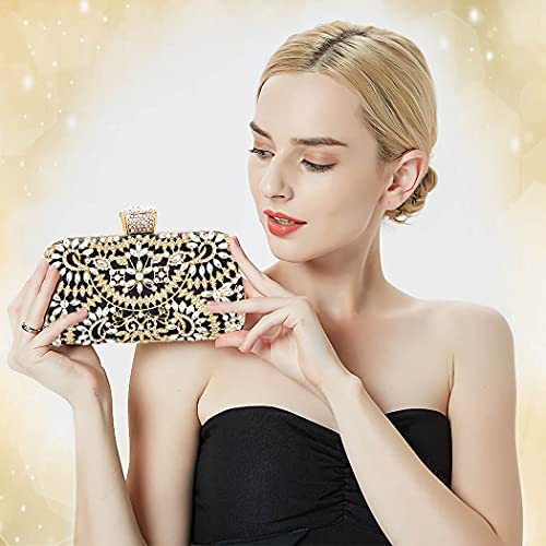 Yokawe Womens Crystal Evening Clutch Bag Bridal Wedding Purse Rhinestone Party Prom Handbag (Black) #TOP4