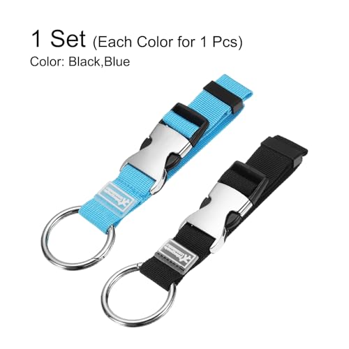 Image of HARFINGTON 2pcs Luggage Straps Jacket Clips Strap Nylon Adjustable Suitcase Belt Baggage Backpack Connector Travel Accessories with Metal Buckle for Extra Bags Travel Attachment, Black Blue