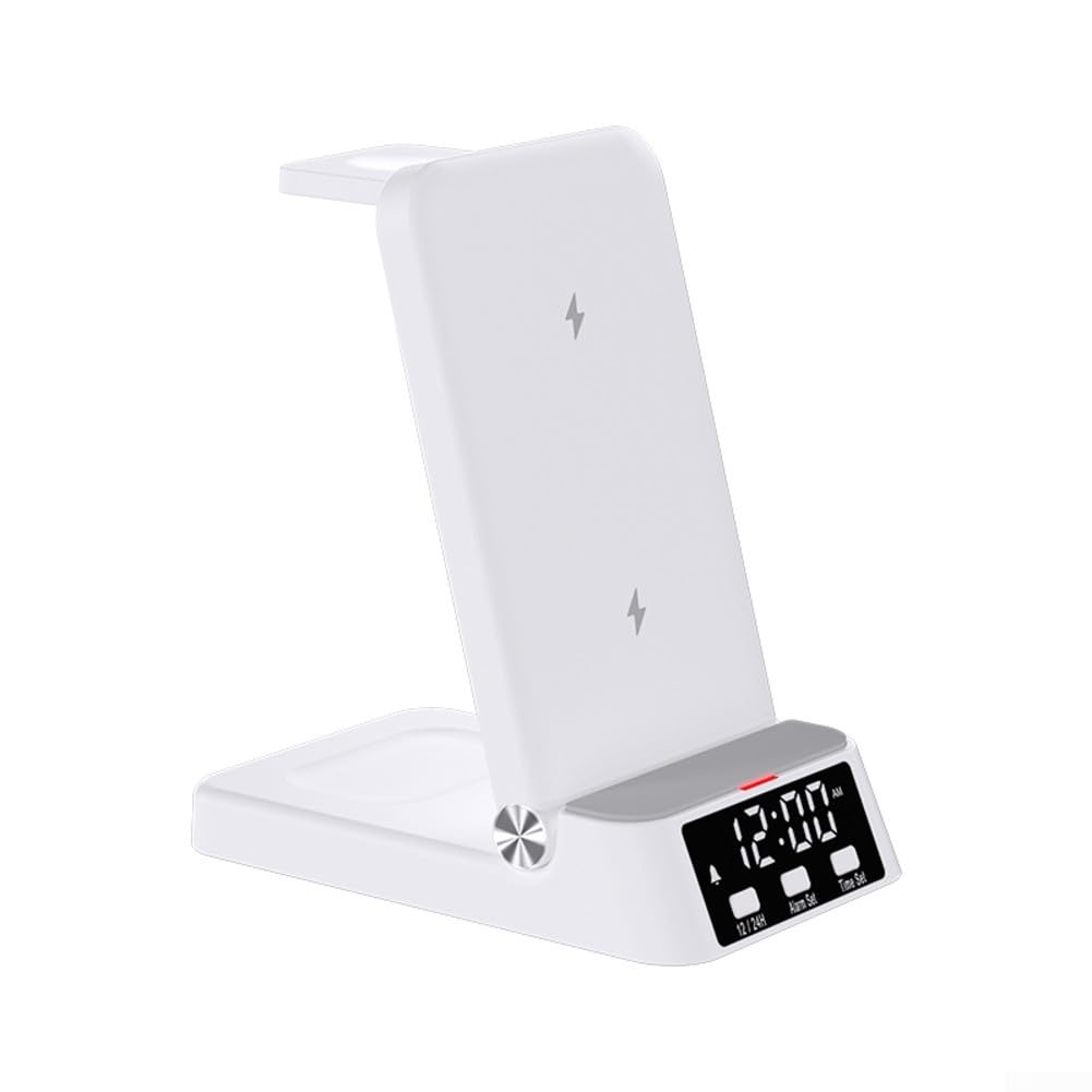 Stazione di ricarica wireless, ricarica rapida con orologio a LED per Samsung S25/S24 per ultra, Z Flip/Fold, Watch 8/7, auricolari (nero)