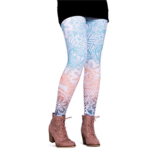 cosey - Bedruckte Bunte Leggins (Einheitsgröße) Verschiedene Leggings Designs, Mandala, Einheitsgröße