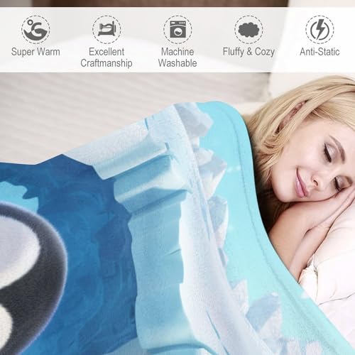Couverture pingouin douce plaid flannel chaud lavable lit et canapé - 6