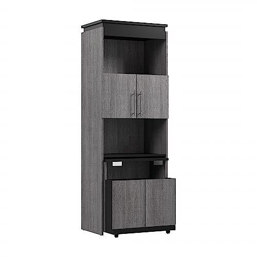 Bestar Orion Tall Storage Cabinet Doors and Fold-Out Desk,