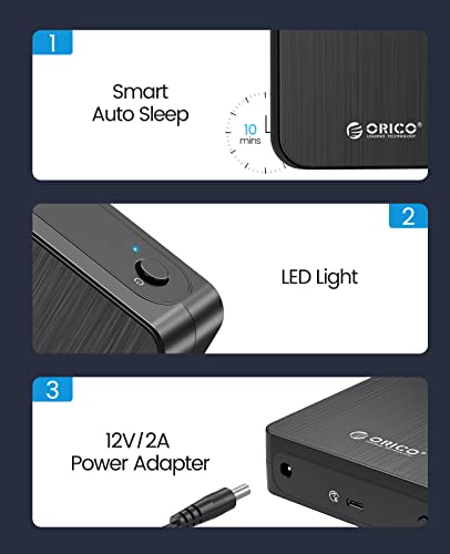Orico ORICO-HM35C3-US-BK-BP-CA-01 3.5''Hard Drive Enclosure Usb C 3.1 To Sata 6Gbps For 2.5/3.5 Ssd Hdd Computer External Hard Drive Enclosure Up To 18Tb thumb #4