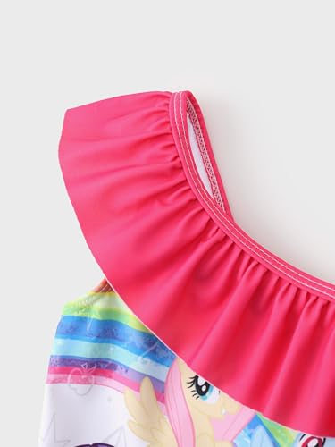 Image of My Litle Pony One Piece Swimsuit Pony Print Off-Shoulder Ruffle Summer Swimwear Beach Pool Kids, Pink, 2‑9 Years