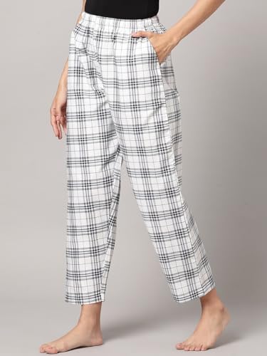 Image of KRYPTIC Women's 100% Pure Cotton Woven Pyjama | Mid Rise Relaxed Fit Full Length Nightwear Pant with Elasticated Drawstring Waistband & Side Pocket | Comfortable Lounge, Sleepwear & Casual Bottom Wear
