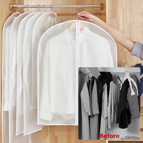 2 Stück Kleidersack Anzug,Kleidersäcke Mottensicher,Kleiderhülle,Kleiderschutzhülle,Kleiderbeutel,Kleiderhülle,Kleidersäcke mit Reißverschluss,Transparent,Atmungsaktiver,60cm x 100cm