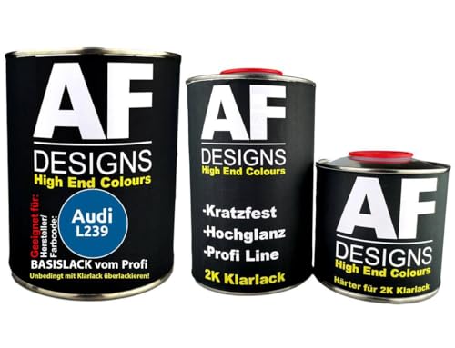 2,5 L Auto barniz Set adecuado para Audi L239 azul claro barniz endurecedor base barniz reparación, listo para pulverizar