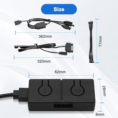 AYWHP RGB Converter 12V zu 5V ARGB Controller Hub - Dual Control mit Mainboard-Sync/Manueller Steuerung, 5V/3Pin 12V/4Pin ARGB Adapter, Kompatibel mit RGB Mainboards