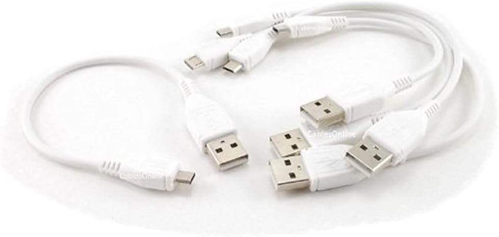 CablesOnline 5-Pack 6 inch USB 2.0 A-Type Male to Micro-B Male Charge & Sync Cable, White (USB-1500W-5)