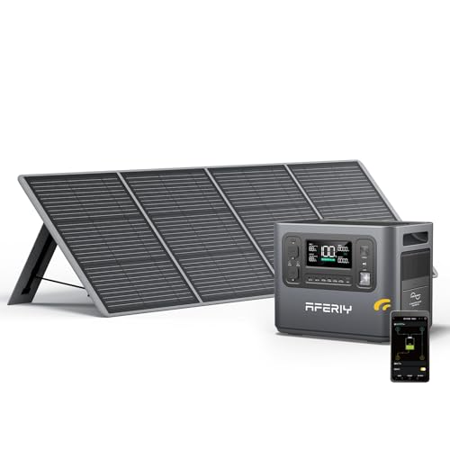 AFERIY Generateur Electrique Portable 2400W avec Panneau Solaire 200W, 2048Wh Batteries LiFePO4, Sorties AC 220V-240V, Panneau Solaire Pliable avec Ports USB,...