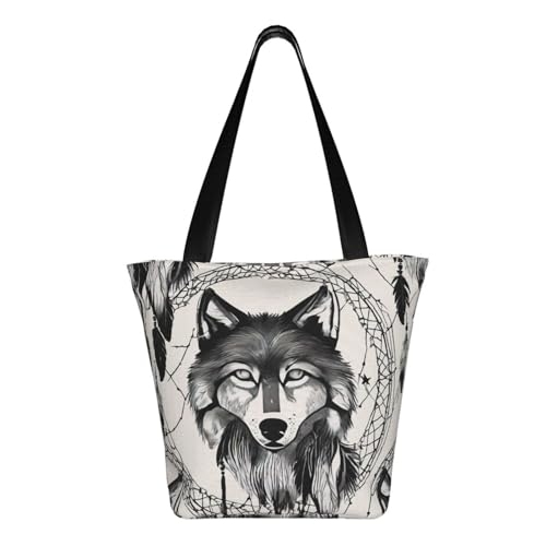 wolves and dream catchers01 Print Comfortable Shoulder Bag Summer HandbagTravel Beach Work Daily Use Versatile Carry3