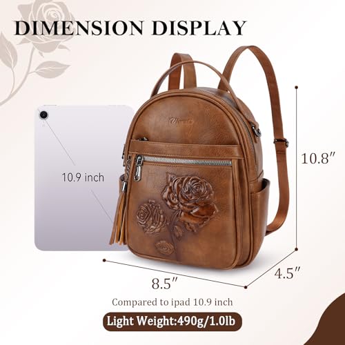 Image of Mini Backpack Purse for Women,Vegan Leather Small Backpack for Daily | Embossed Lightweight Water-Resistance Travel Mini Fashion Daypack Bag,Ladies Casual Backpack Purse Gift Choice for Women