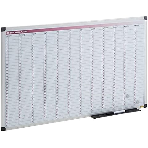 Bi-Office 365-Day Annual Planner, Magnetic, 90 x 60 cm Cover
