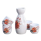 La bouteille de saké peut contenir jusqu'à 8 oz. et chacune des 4 tasses peut contenir jusqu'à 2 oz.Dimension: la bouteille mesure 5 
