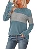 Womens Long Sleeve Tops Color Block Sweaters Fashi... #1