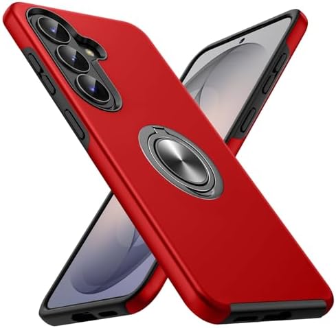 Doeshine Hülle für Samsung Galaxy S26 mit Ständer, Rot | Militärschutz ,Kameraschutz ,Stoßfest,360° Magnetischer Drehbarer Ständer,TPU+PC