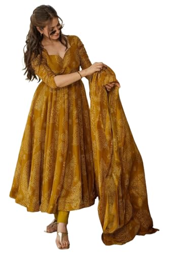 Image of ANNI Designer Kurta Sets for Women Viscose Printed | Kurti Set for Woman | Straight Kurta Narrow Narrow Pant Dupatta Set | 3 Piece Set Women | Mandarin 3 /4 Sleeve Regular Fit Stylish Ethnic Outfit