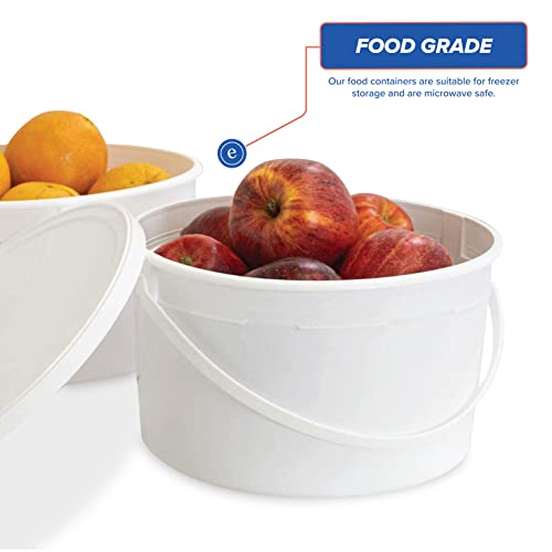 ePackageSupply 1 Gallon Food Grade Freezer Safe Round Plastic Bucket with Lids, Made in USA, BPA Free, Premium HPDE, Ice Cream, Soup, prep containers, 10 Pack