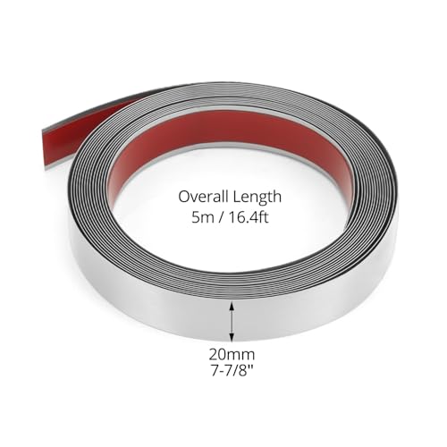 QWORK® 20mm x 5m Zierleiste Selbstklebend, Silber, Gebürstetem Edelstahl, für Kamin, Spiegelrahmen, Möbel & Dekoration