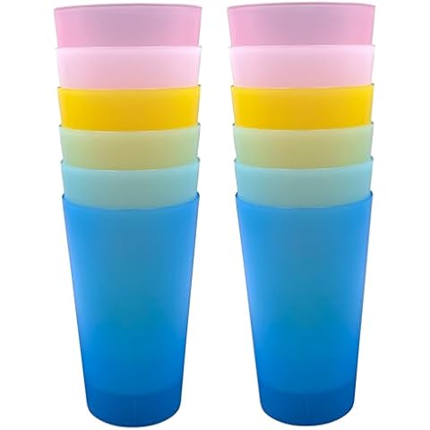 YUYUHUA Unbreakable Plastic Cups Reusable - 28 oz Plastic Tumblers set of 12, BPA-Free Dishwasher Safe & Lightweight Reusable Cups for Kitchen, Home, Office, Outdoor Cover