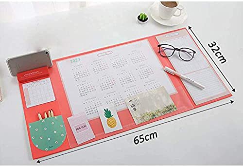 Large Size Mouse Pad Anti-Slip Desk Mouse Mat Waterproof Desk Protector Mat With Phone Stand, Pockets, 2022 Calendar And Planner Cards (Pink Cherry) #TOP1