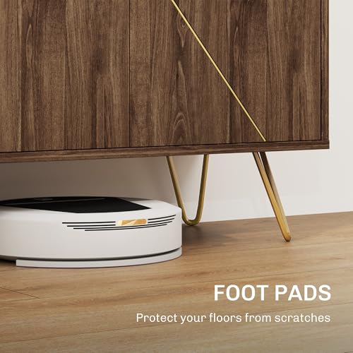 HOMCOM Sideboard Storage Cabinet with Golden Lines, Modern Luxury Living Room Cabinet with Adjustable Shelf, Steel Harpin Legs, Brown - Image 6