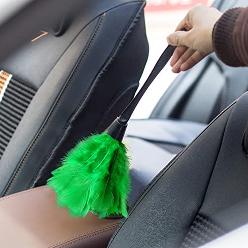 Image of Turkey Feather Dusters for Cleaning Home Blinds Kitchen car Office, Eco-Friendly Reusable (2 pcs Green)