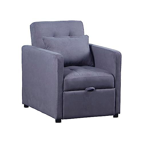 SHIITO - Sillón Cama Reclinable - 69 x 82,5 x 84 cm - Modelo Duende - Asiento de Apertura Deslizante - Estilo Moderno - Tapizado en Tela - Gris Oscuro