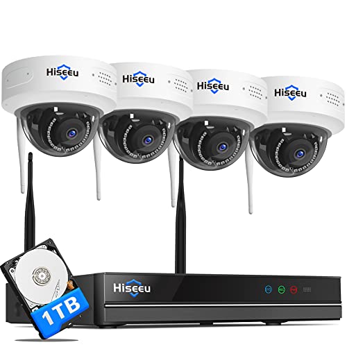 Best Cyber Monday 🔥 【3MP,Two Way Audio】 Hiseeu Wireless Security Camera System,1TB Hard Drive,4Pcs 3MP Cameras 8Channel NVR,Mobile&PC Remote,Outdoor IP66 Waterproof,Night Vision,Motion Alert,Plug&Play,7/24/Motion Record