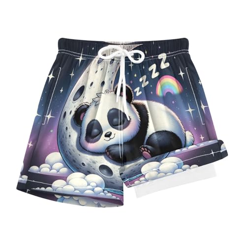 YANENDIE Boy Swim Trunks with Compression Liner Panda Sleeping Boys Swim Shorts Quick Dry Beach Shorts