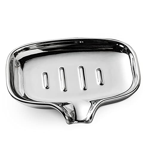 Multi-Color Ceramic Soap Dish For Kitchen Or Bathroom, Easy To Clean, Self Draining Soap Holder, Keeps Soap Dry (Silver) #TOP25