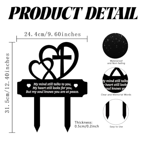 FREEBLOSS Grave Decorations for Cemetery Heart Garden Memorial Plaques for Outdoors Metal Sympathy Garden Stake Cemetery Markers - Image 2