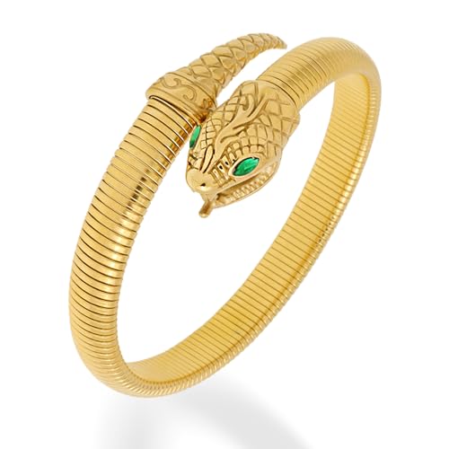 Snake Bangle Open Cuff Bracelets for Woman, Cubic Zirconia Stretch Bracelet Jewelry