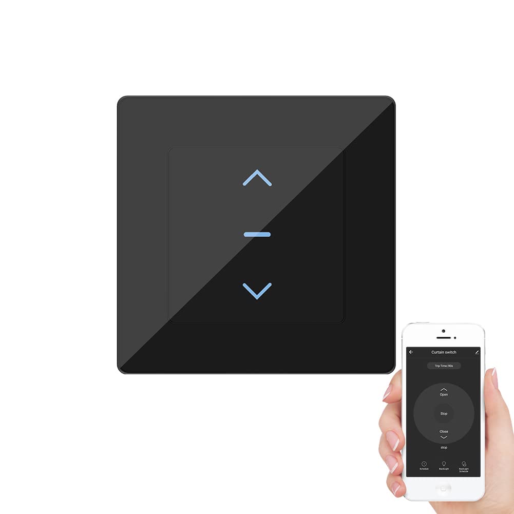 MOES WiFi Shutter Switch, Suitable for Tubular Motor and Motorized Curtains, Compatible with Smart Life/Tuya App, Alexa/Google Home Voice Control, 2.4GHz WiFi, Black