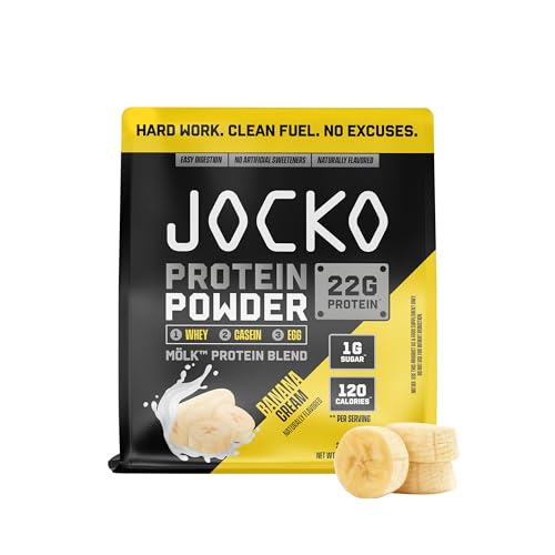 Jocko Fuel Whey Protein Powder Banana Cream 22g Protein Digestive Enzymes + Probiotic Blend No Sugar Added with Essential Amino Acids + Electrolyte Minerals 28 Servings