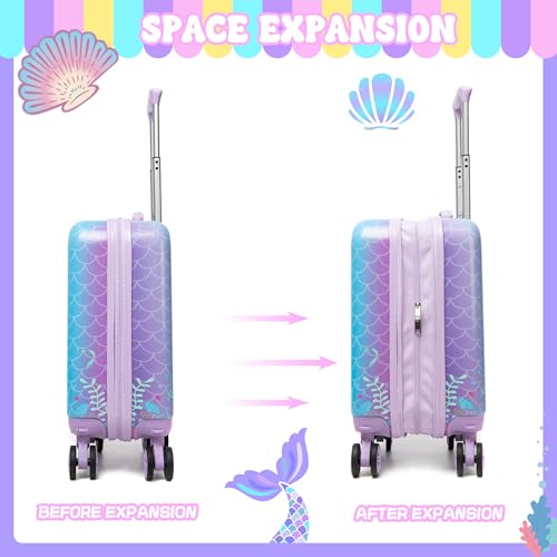 Miniatura 2 de Htgroce Maleta De Viaje Cabina Trolley Infantil 16 . Equipaje De Mano Sirena. 4 Ruedas Material Abs. Asa Telescópica.
