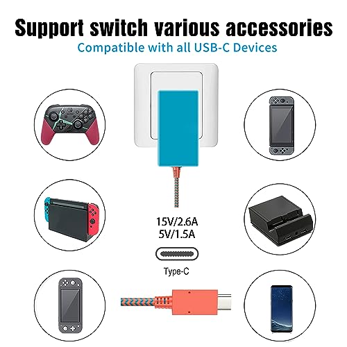 2pcs Charger for Nintendo Switch, 5V/1.5A and 15V/2.6A Support TV Mode AC Power Supply Adapter Compatible with Switch Fast Charger - Thumbnail 5