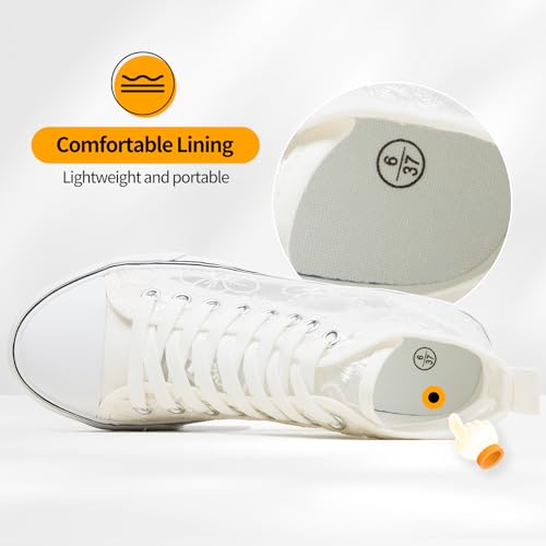 ZGR Womens High Top Sneakers with Embroidery Flower,Casual Breathable Mesh Lace Canvas Shoes,White Summer Tennis Shoes for Women3