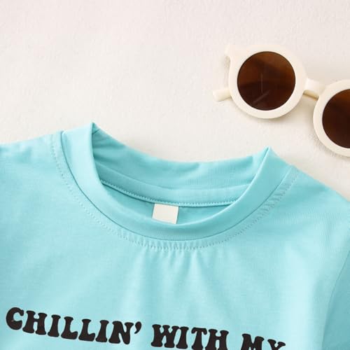 Image of CM C&M WODRO Kid Girl Easter Bunny T-Shirt Chillin' with My Peeps Shirt Short Sleeve Funny Happy Easter Graphic Tees Tops
