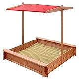 IKS Sandkasten New Baby Holz Premium mit Dach u. Abdeckung 120 x 120 cm rot Sandbox
