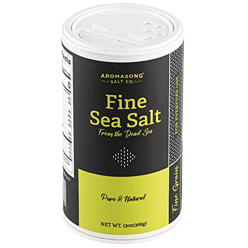 Aromasong 100% Natural Sea Salt From The Dead Sea, Fine Grain Table Salt, 13 Oz. Salt Shaker, 100% Pure & Natural, Unrefined, Gluten Free, Sea Salt For Daily Cooking #TOP25