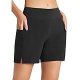 JENOANY Swim Shorts Womens Swimwear Tummy Control High Waisted UPF Board Shorts Rash Guard Swimsuit Tankini Bottom, Black, M