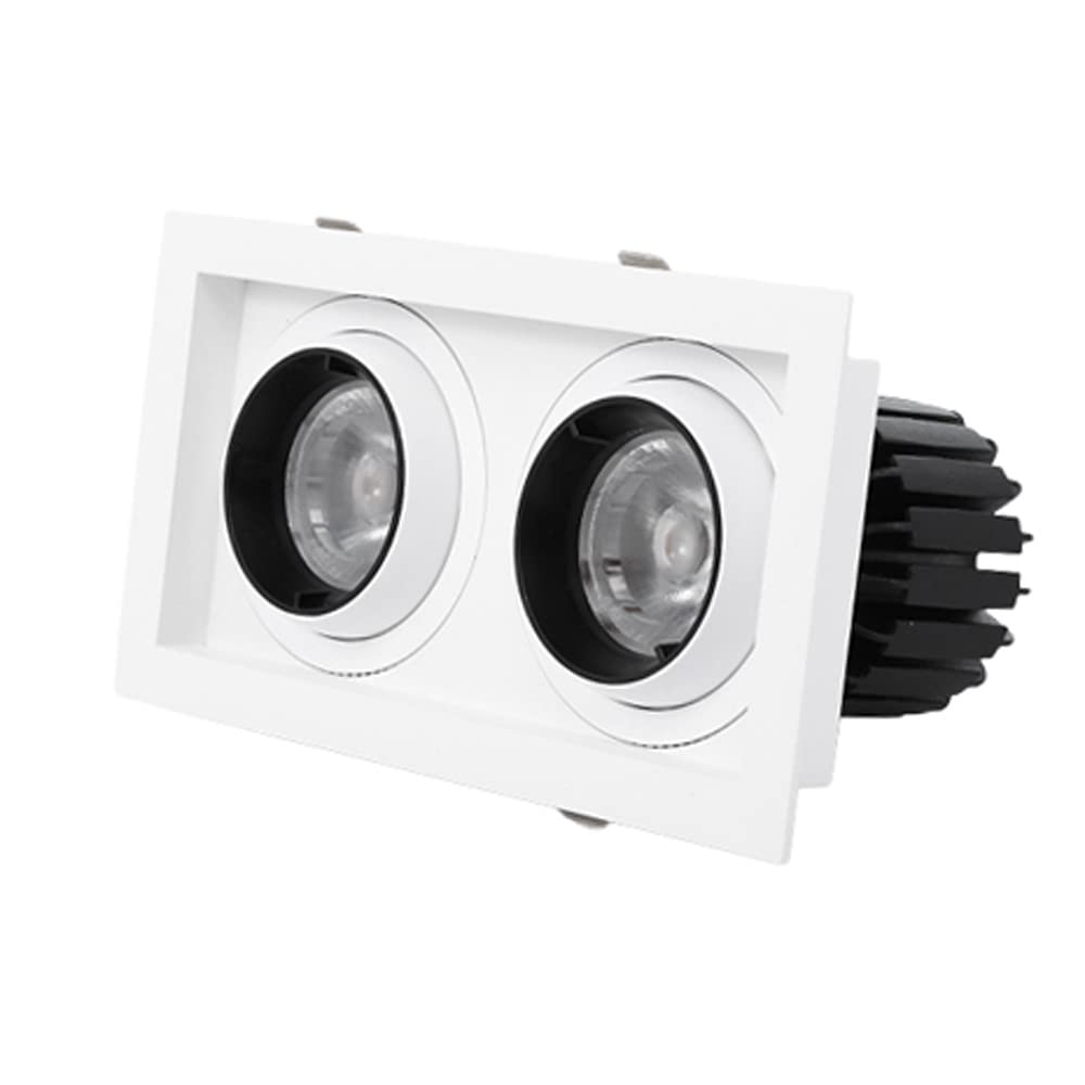Lámpara de Techo LED empotrada Downlight, LED de Doble Cabezal, iluminación empotrada LED con cardán, moldura deflectora, antideslumbrante, para el hogar, Tiendas, iluminación