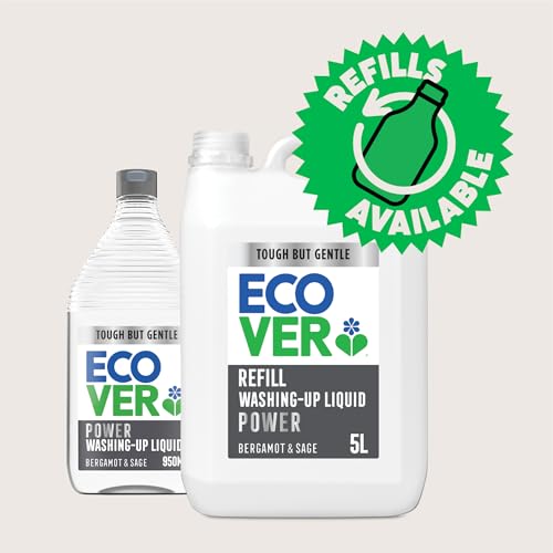 Ecover Power Washing Up Liquid Refill, Bergamot & Sage Scent, 5L - Image 5