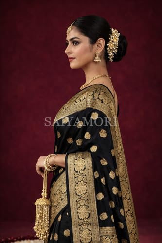 Image of Women's Soft Silk Style Jacquard Saree with Rich Zari Woven Border & Pallu | 5.6 Mtr Saree with 0.8 Mtr Unstitched Blouse